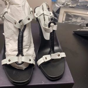 Prada Black and White Sandal Heels